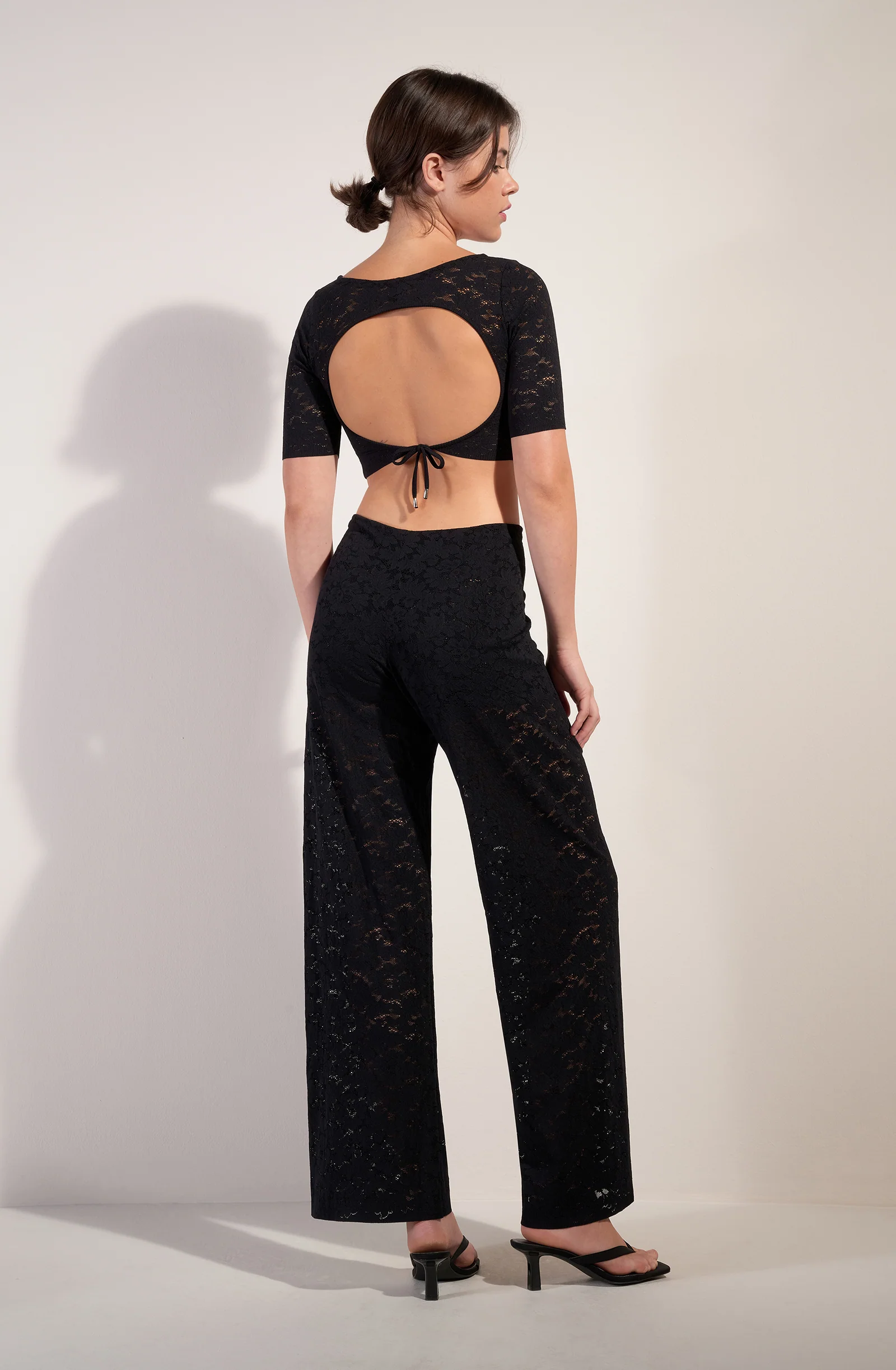 paco Pantalon en dentelle noir Noir