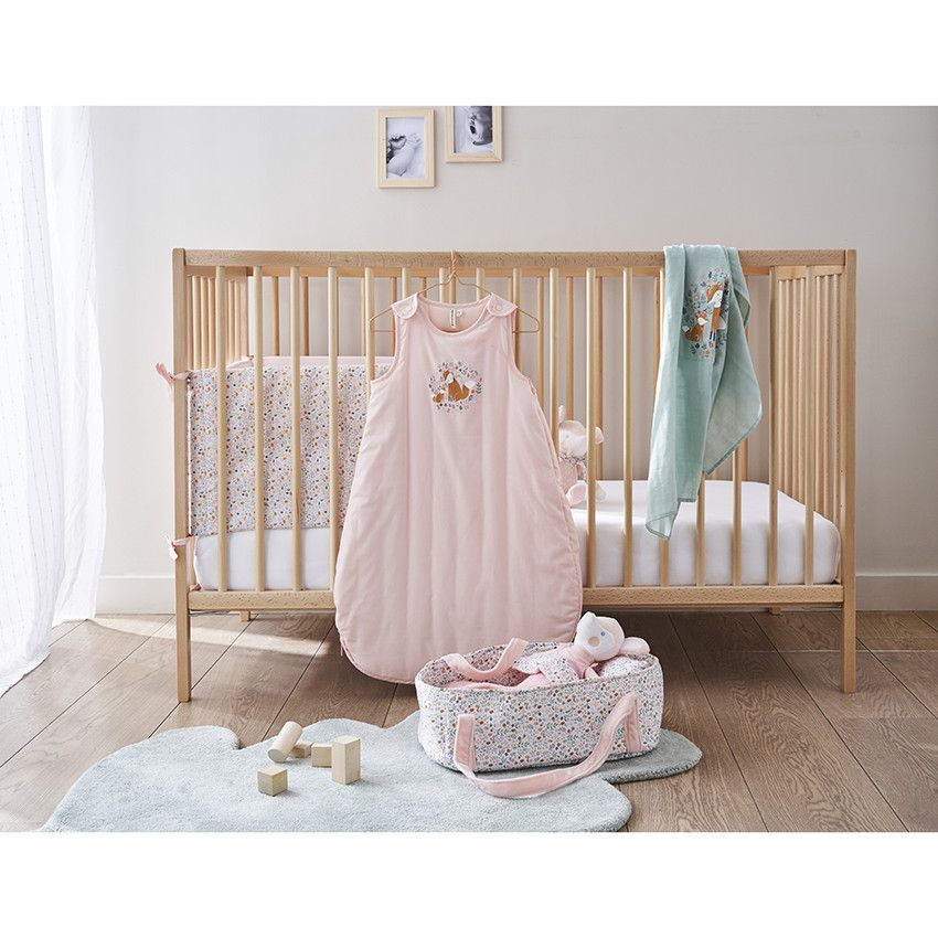 Set de 3 langes en coton à motifs animaux de la forêt - Rose