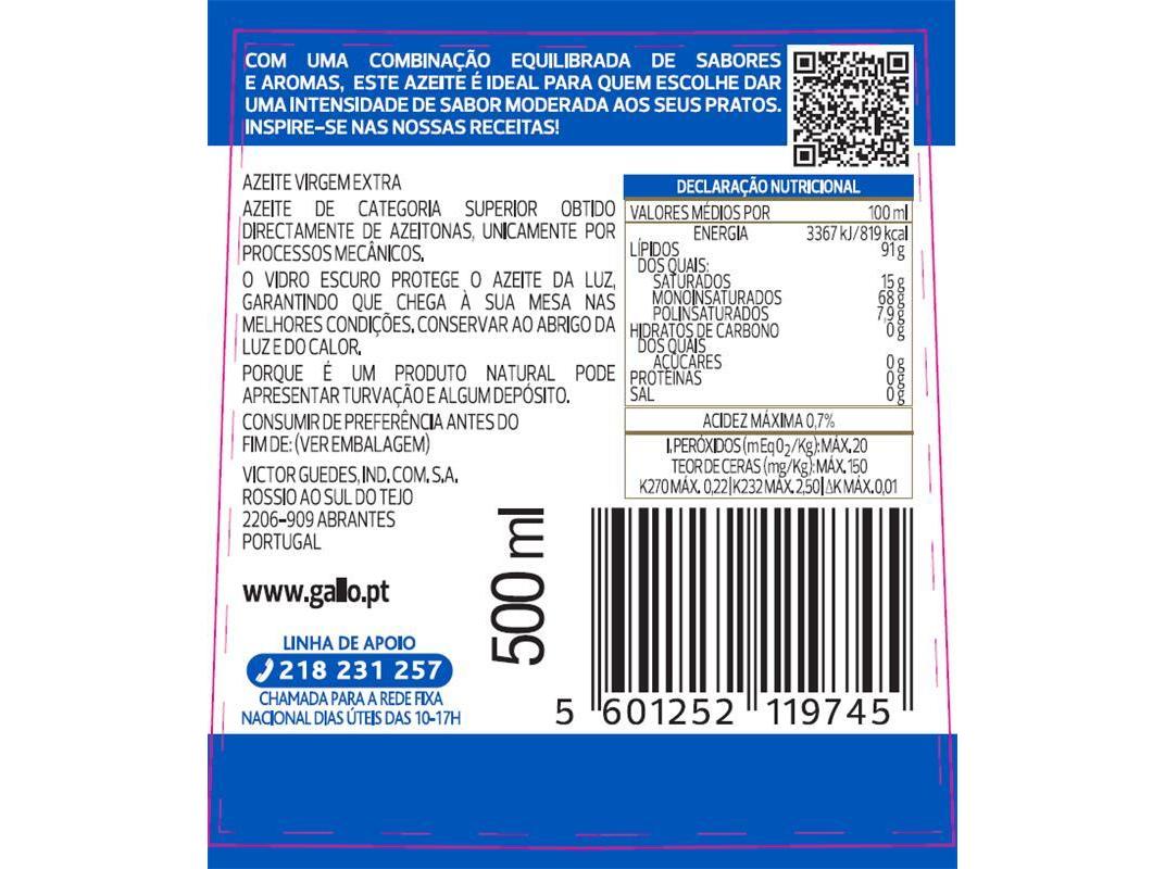AZEITE VIRGEM EXTRA GALLO CLÁSSICO 500ML