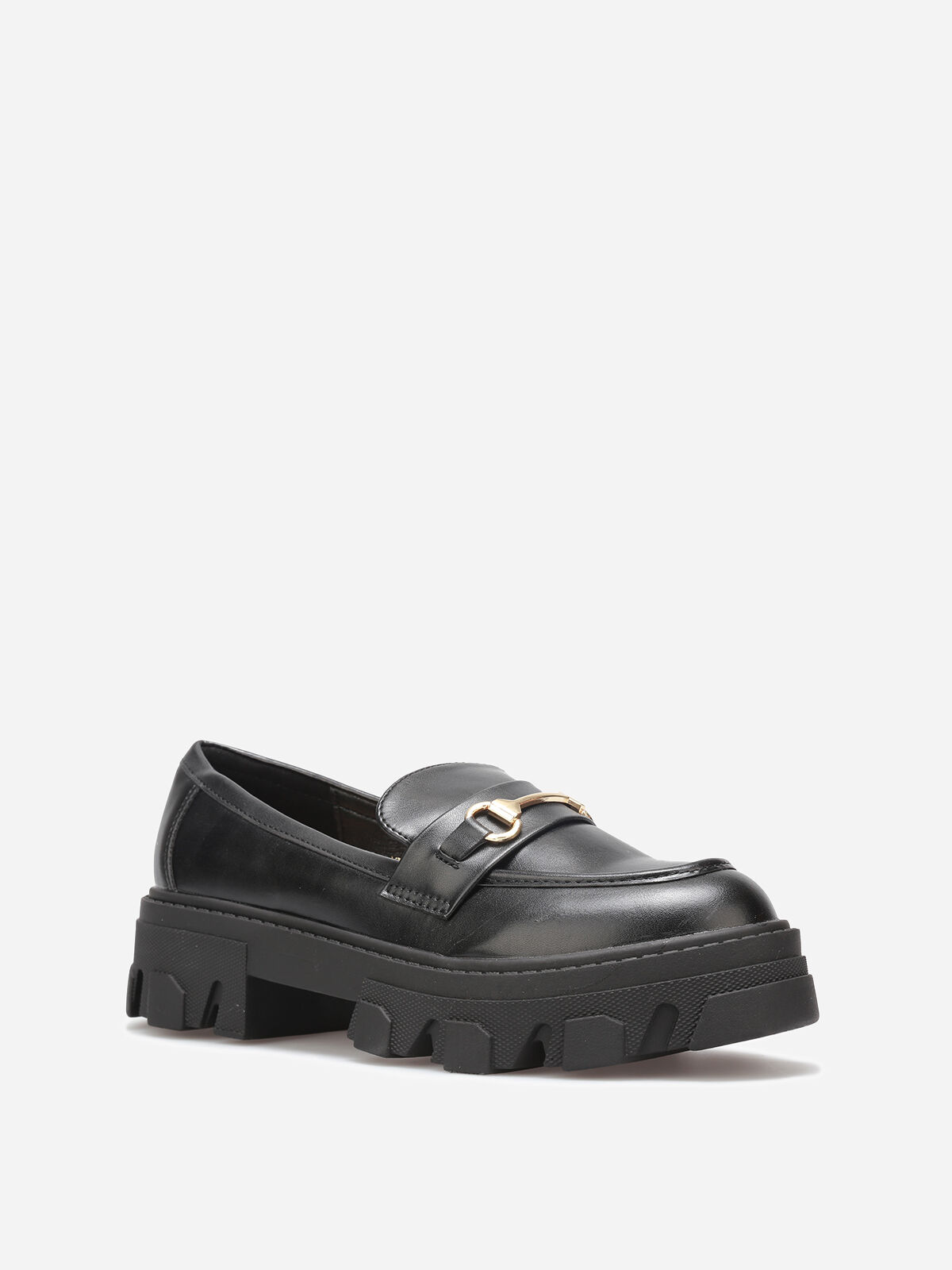 Mocassins crantés à détail métallique- Noir