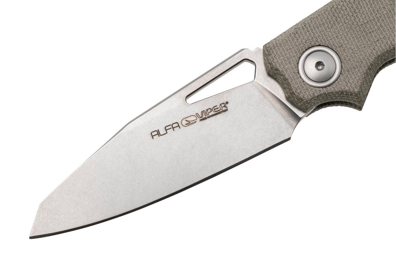 Viper Alfa V6022CG, Stonewashed CPM MagnaCut, Green Micarta zakmes, Simone Tonolli design
