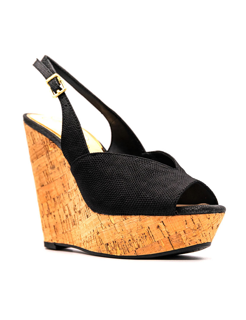 Landi Black Wedge Sandals