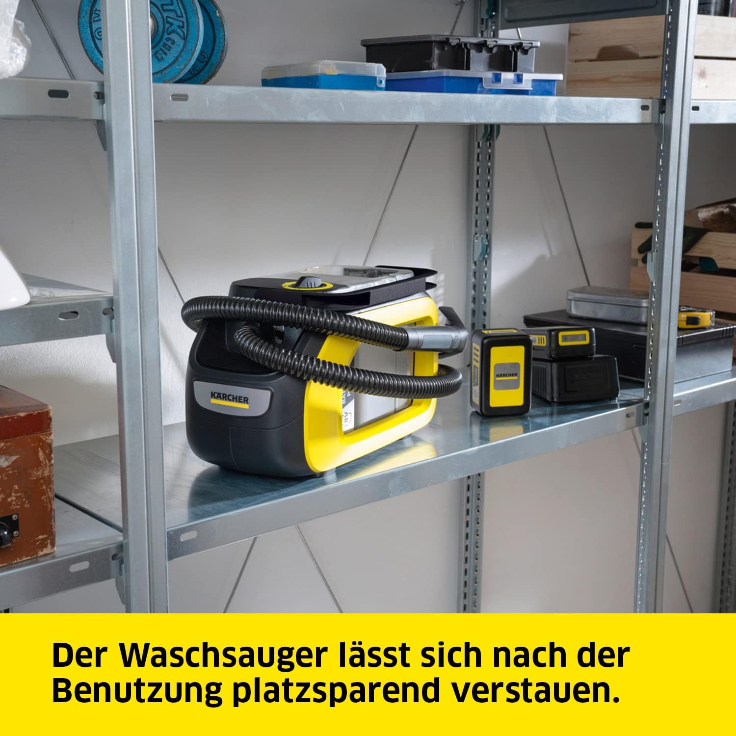 Karcher SE 3-18 Compact Akku-Waschsauger (Integrierter Sprühschlauch, extra Wasch- und Fugendüse zur Polsterreinigung, 75 mm Arbeitsbreite, Durchspülfunktion, Autoreinigung, ohne Akku und Ladegerät)