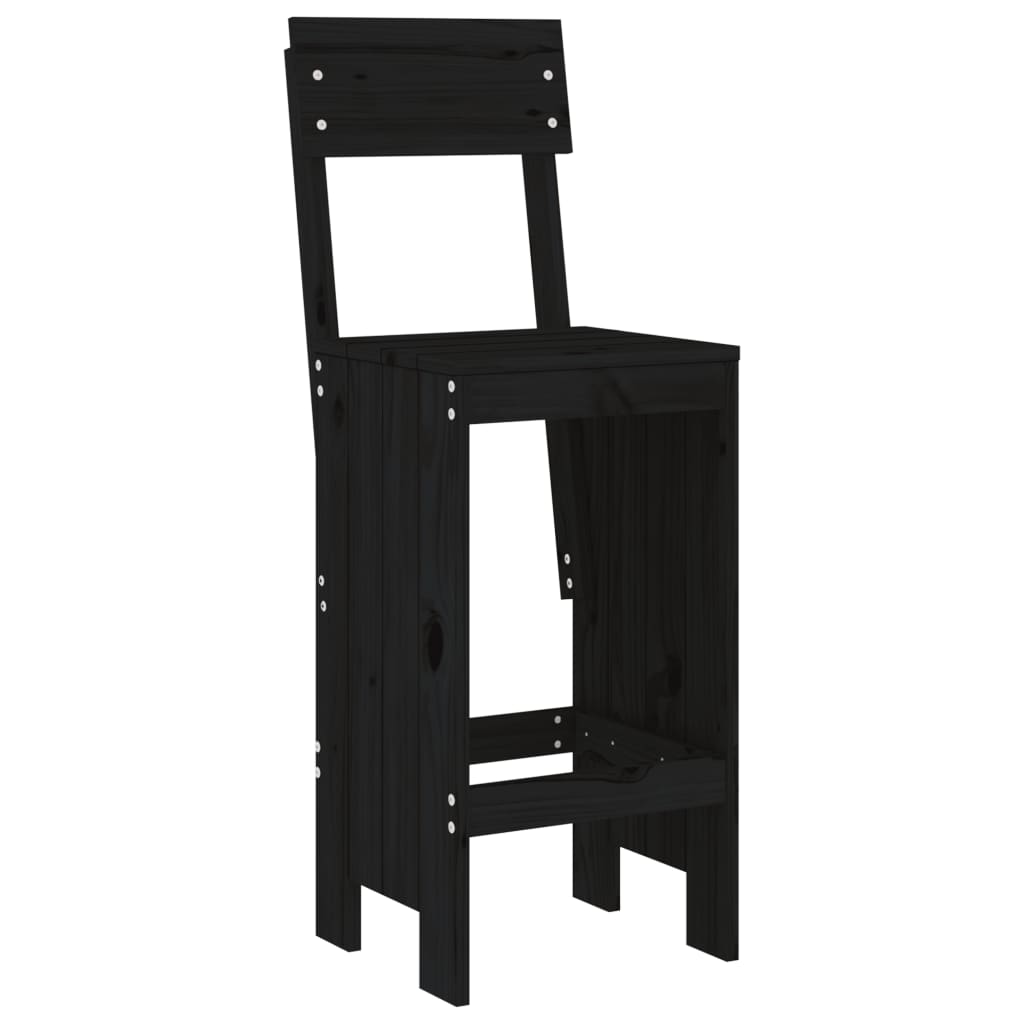 Ensemble de bar de jardin 7 pcs noir bois de pin massif