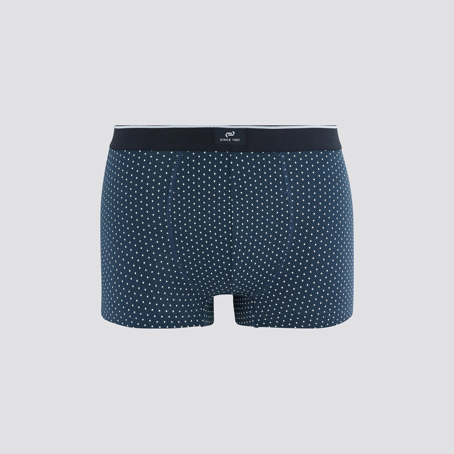 Lot de 3 boxers fantaisie coton issu de l'agri. bi Bleu foncé