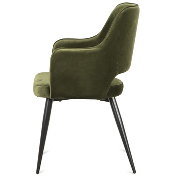 KARWEI eetkamerstoel Puck bladgroen polyester stof met armleuning