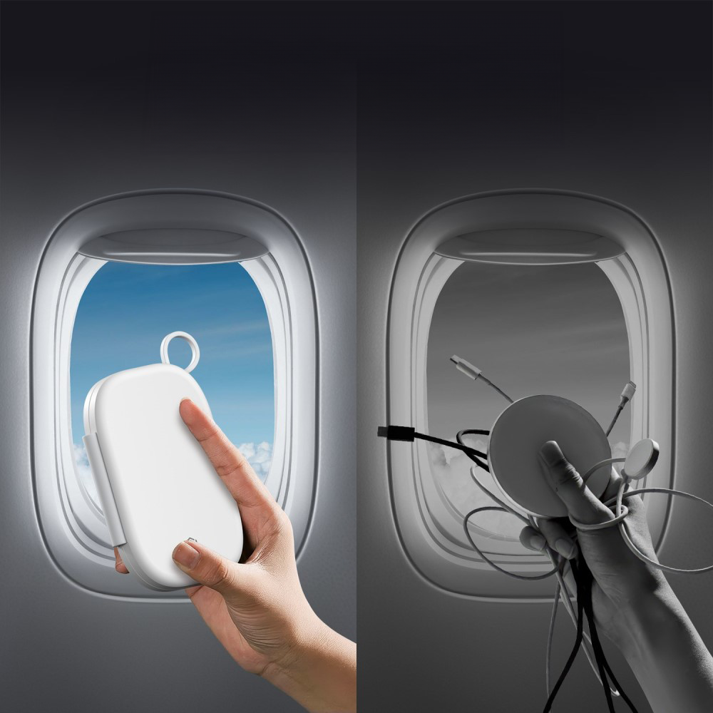 (15W) 3in1 Ladegerät Qi Wireless Charger Faltbarer Ladeständer für Apple Watch / Smartphone / AirPods - Weiss