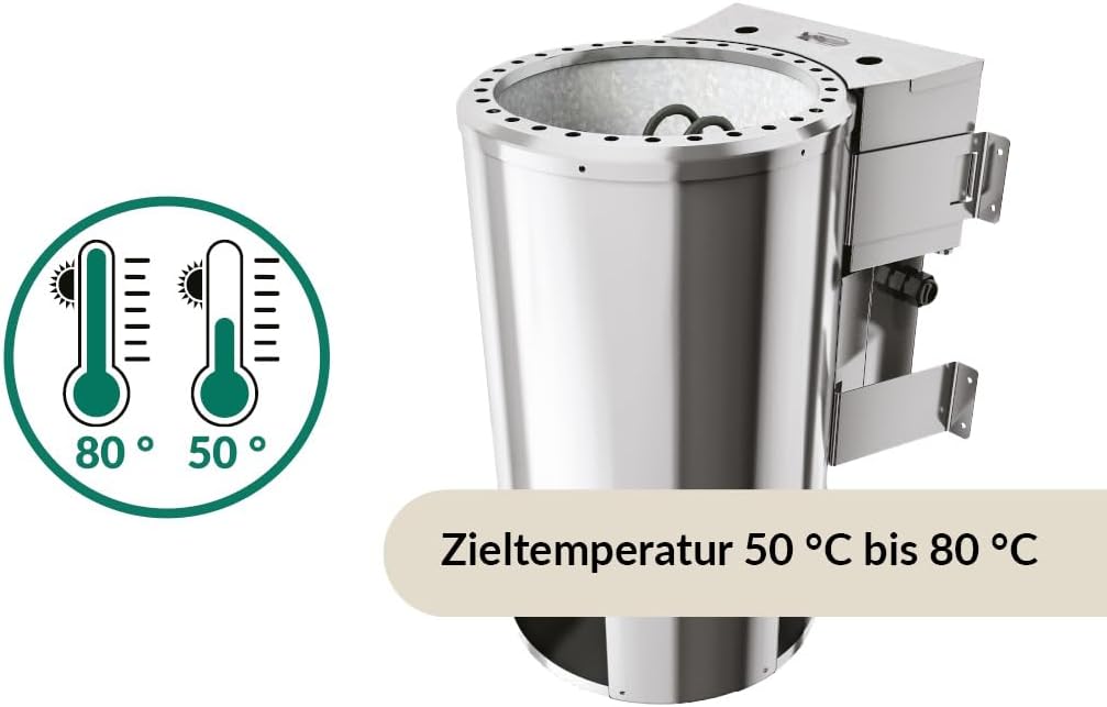 Karibu elektrisch Saunaofen 3,6 KW Bio Easy Plug&Play für externe Steuerung, ohne Saunasteine, ohne Steuerung