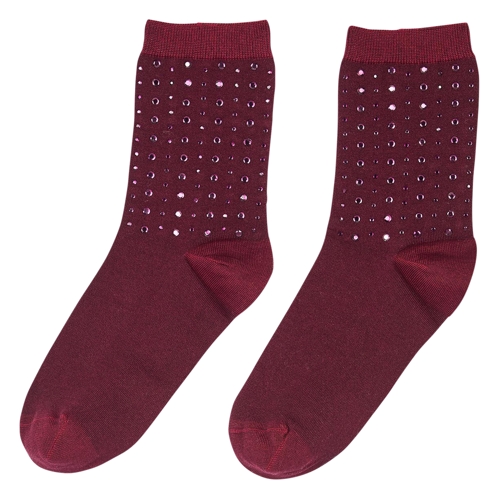 Chaussettes à strasses en coton mélangé | Rouge
