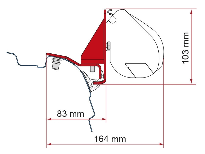 Markisen-Adapter für Fiamma F35pro/F45s - Für VW T5/T6/T6.1 mit Reimo Multirail