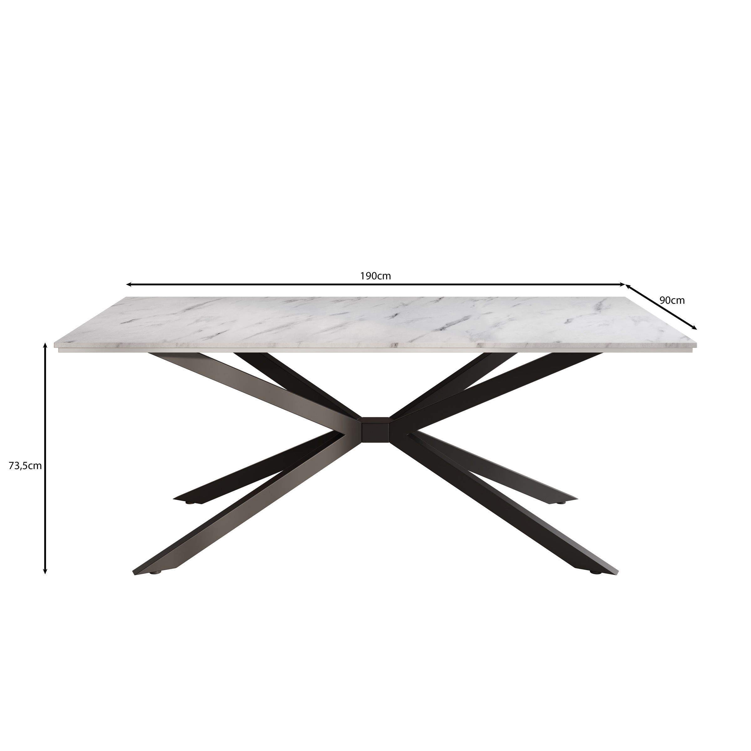 Faithley - Eetkamertafel - Betonlook - 190x90x74 cm