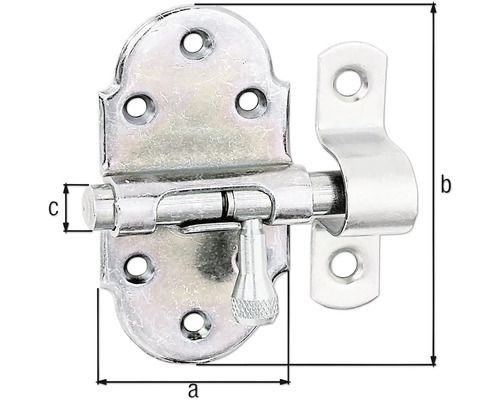 Bout met messing knop en aangehechte lus 40 x 75 mm, verzinkt, diklaag gepassiveerd