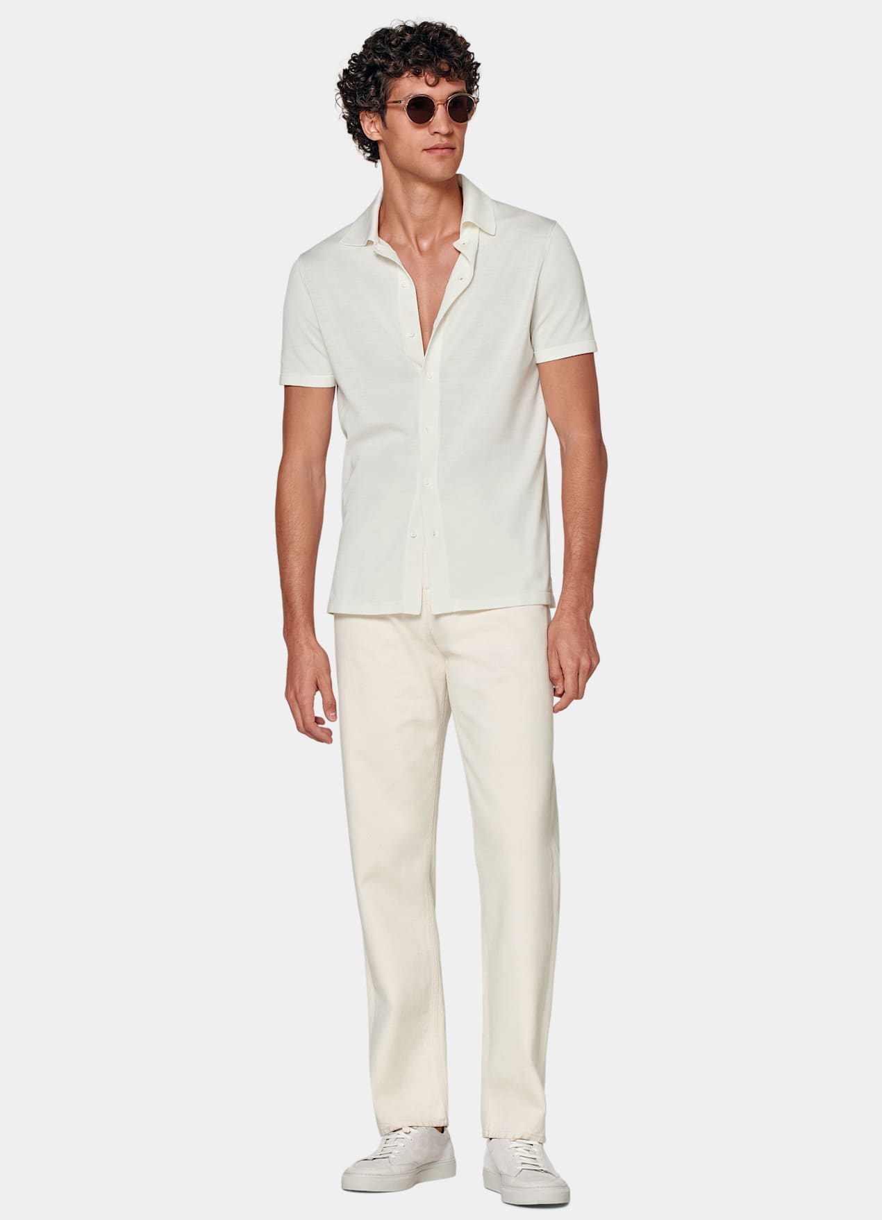 Cardigan polo blanc cassé