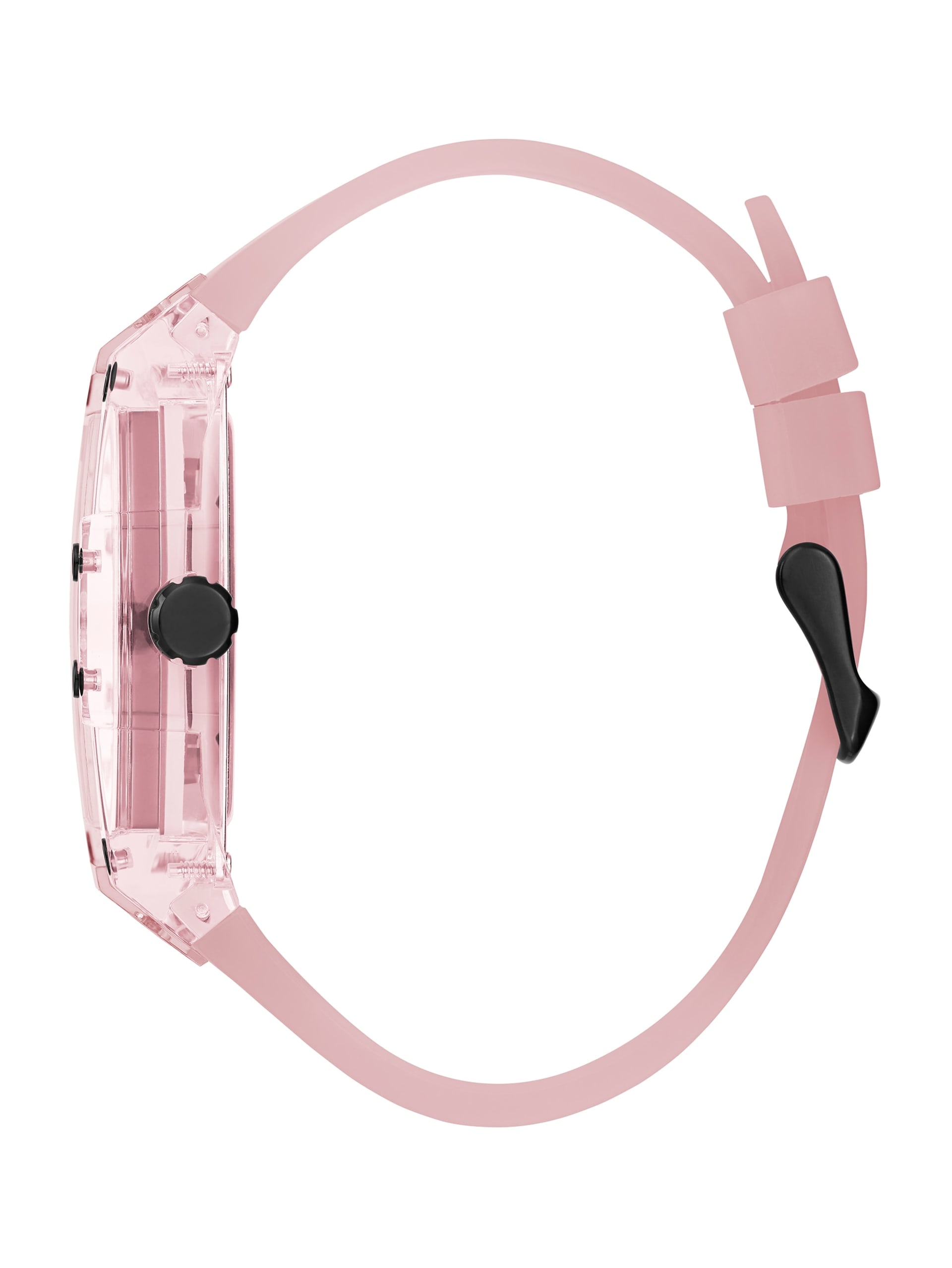 Relógio multifuncional rosa de plástico e silicone
