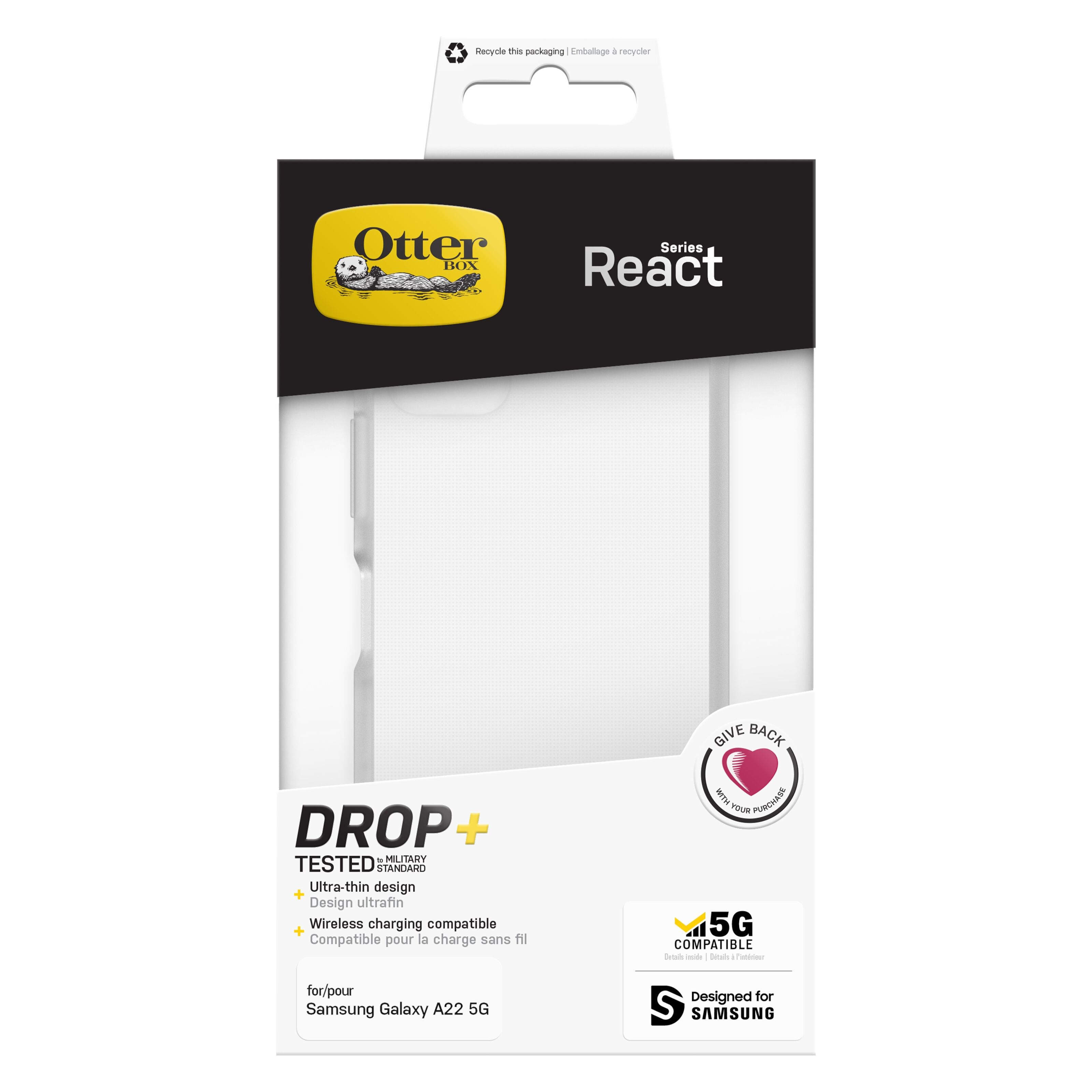 Otterbox React Etui for Galaxy A22 5G - Transparent