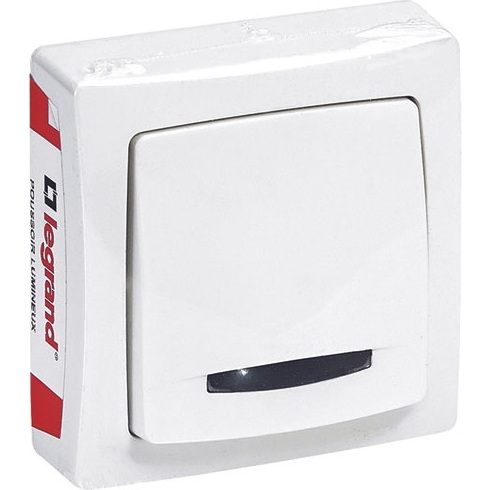 Poussoir - simple - lumineux - complet - en saillie - blanc