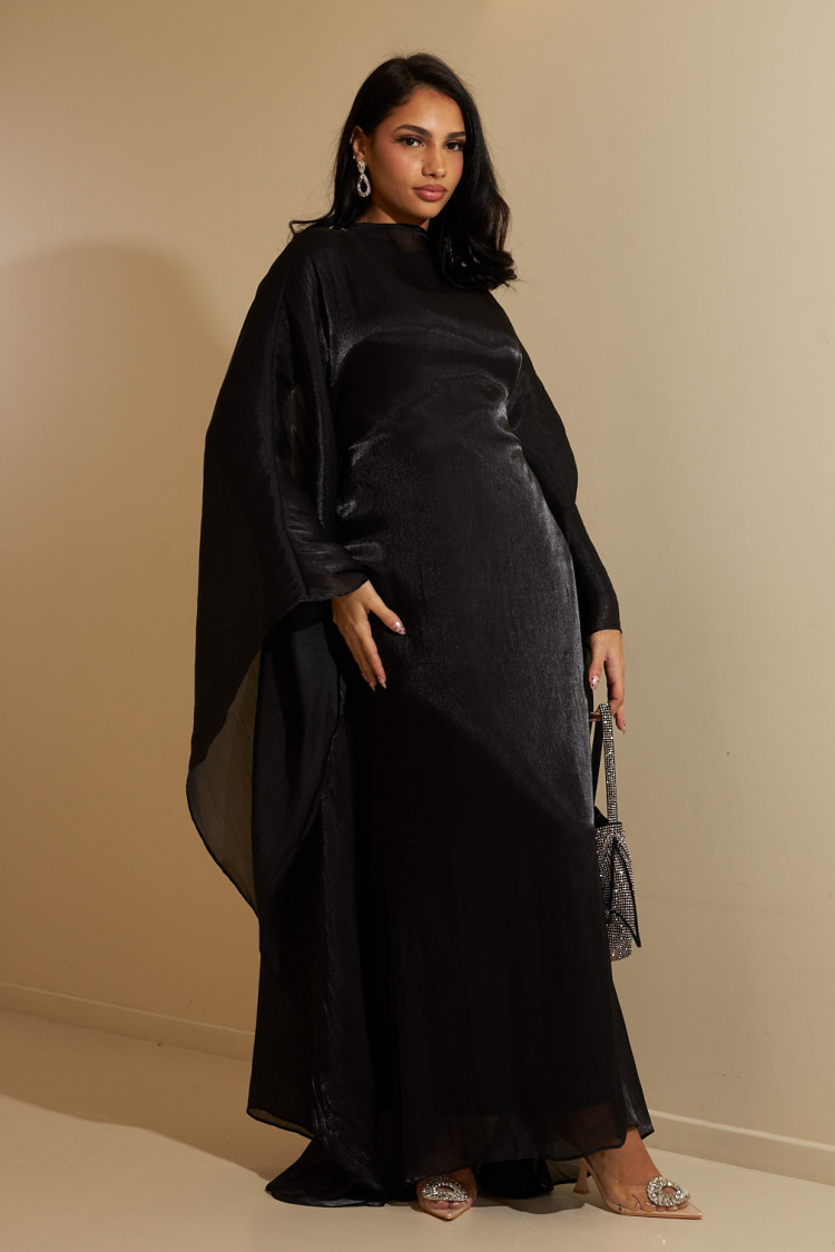 Ensemble 2 pièces robe + gilet à enfiler satiné noir