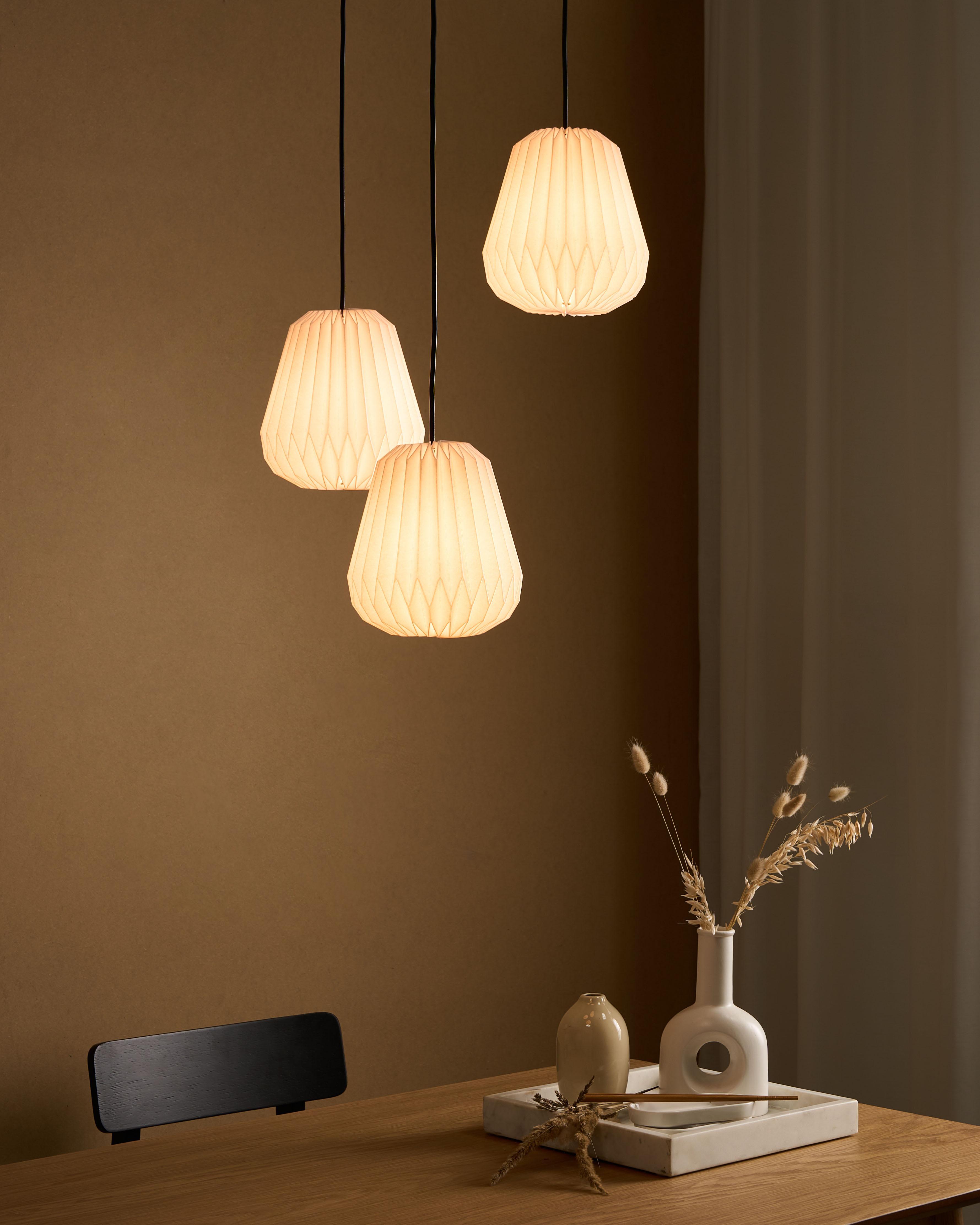 3-lichts hanglamp HONDE Papier Wit