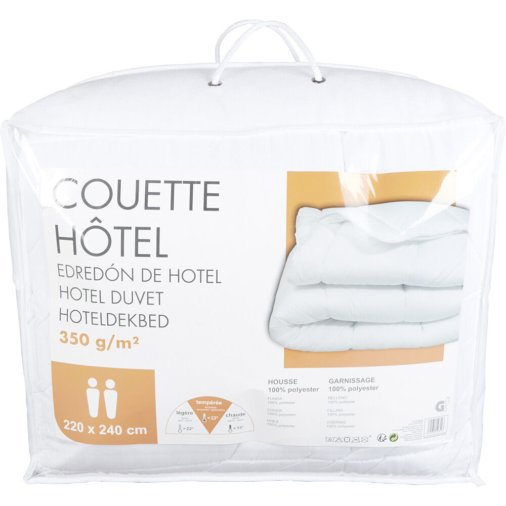 Couette hôtel tempérée embossée blanc uni 2 personnes