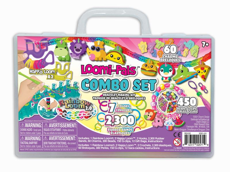 BANDAI Bastelset Rainbow Loom Combo Set – Loomi-Pals Armbandherstellung mit 2300 Gummibändern