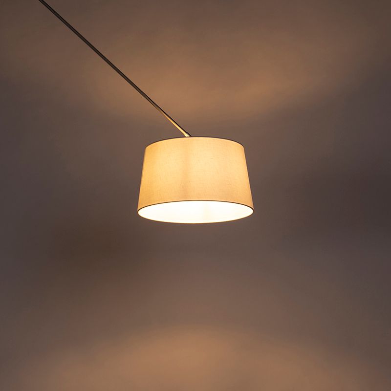 Hanglamp staal met linnen kap wit 35 cm - Blitz