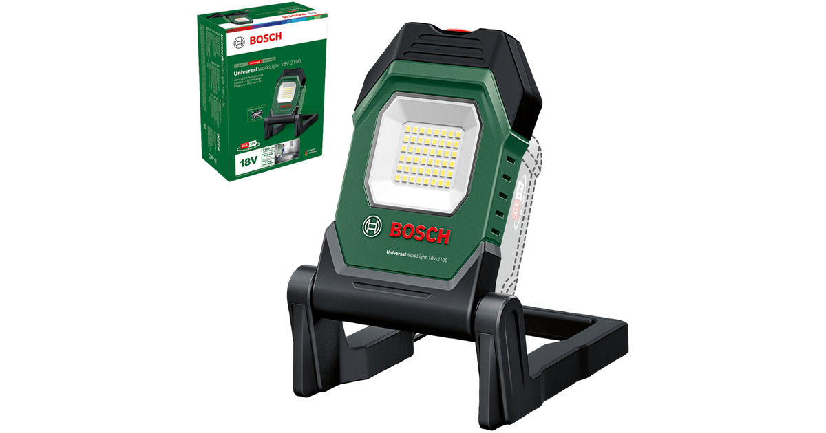 BoschUniversal WorkLight 18V-2100 werklamp  (Zwart/groen, Accu en oplader niet inbegrepen)