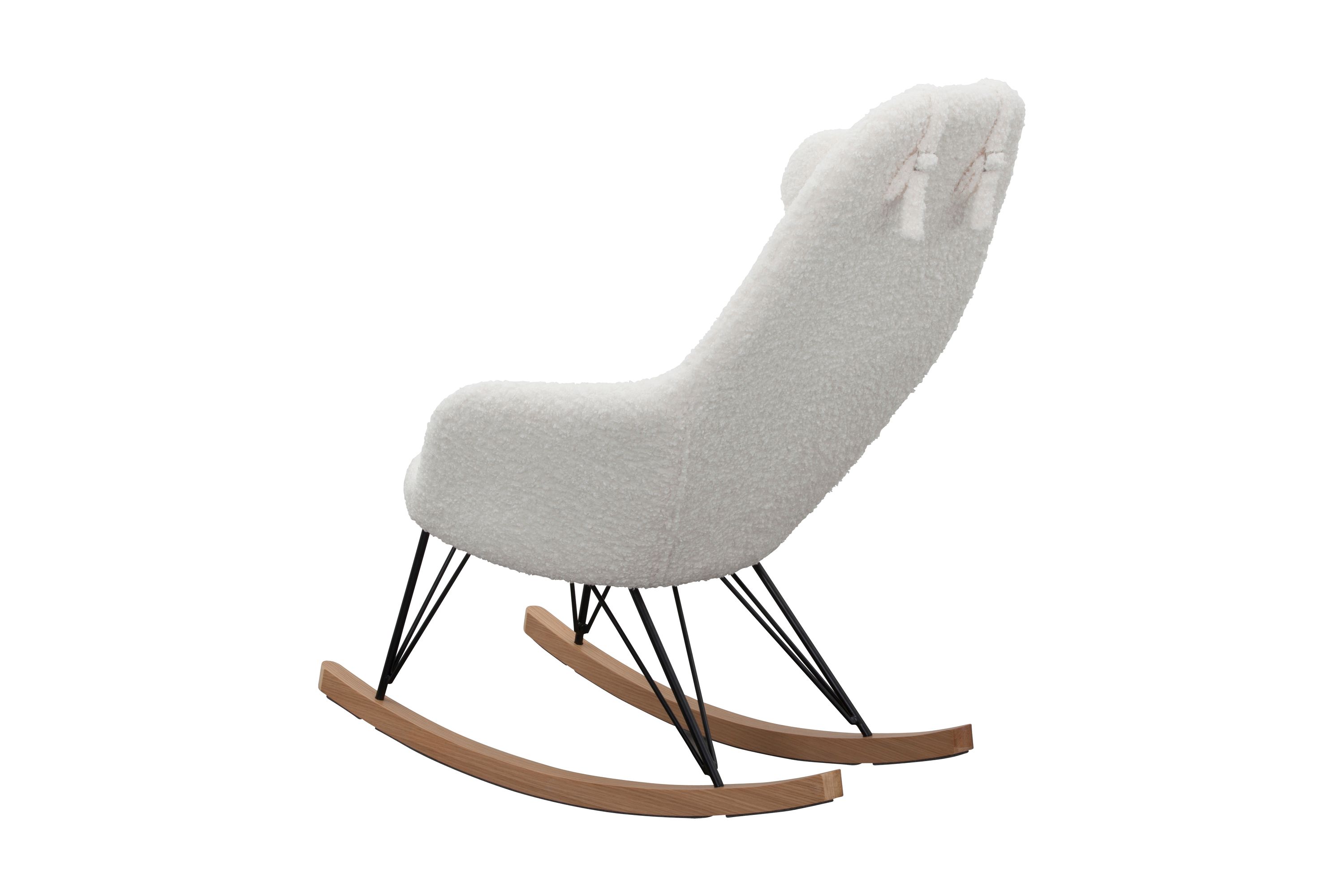 Schaukelstuhl Teddyfell weiß Relaxsessel Polstersessel Ohrensessel Loungesessel