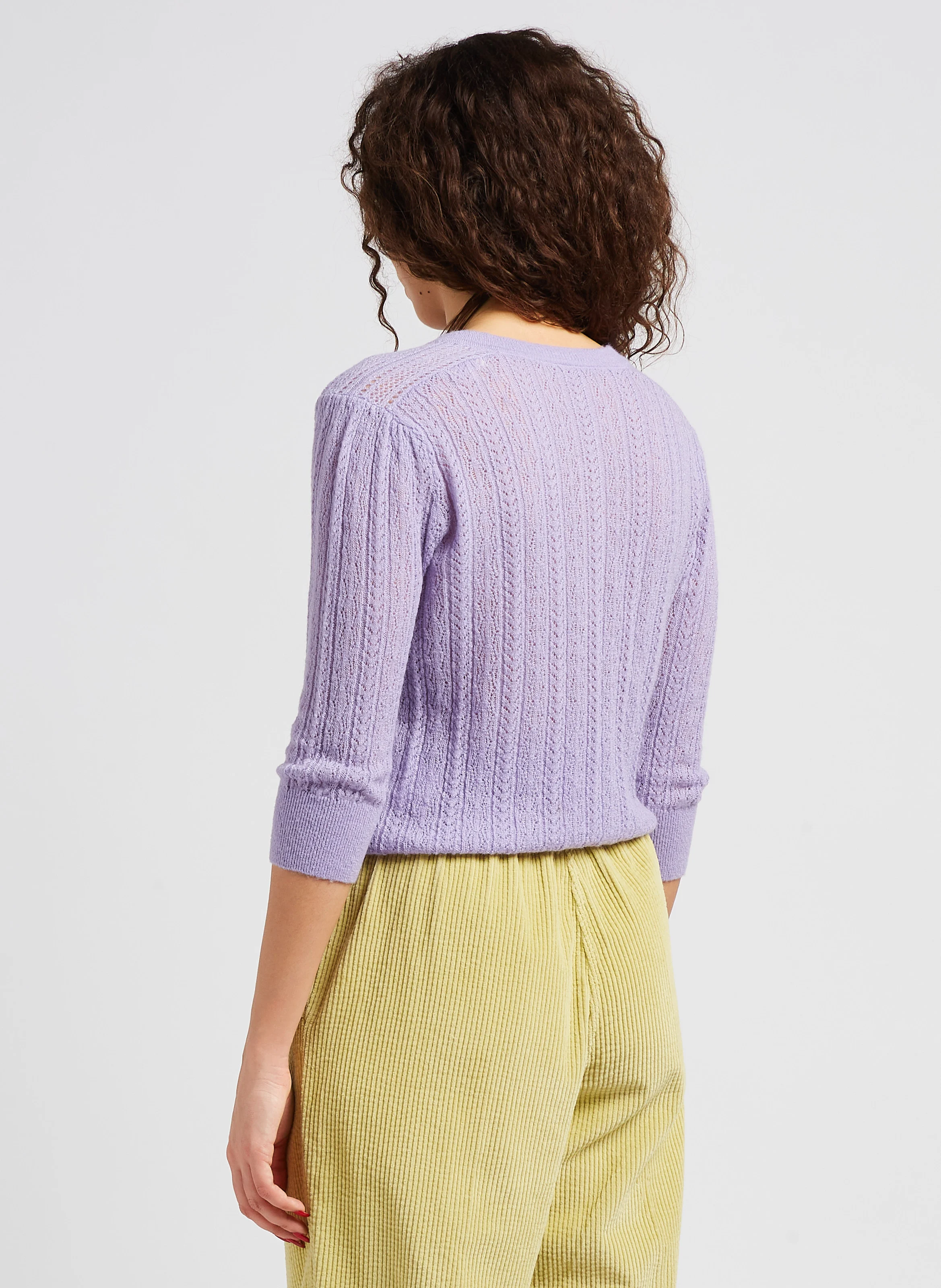 RYBU - Pull col V n lainé mérinos mélangé| Violet