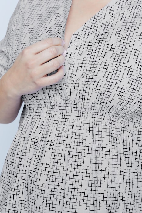 Bellieva-Bluse, Tunikaausschnitt, Knopfleiste, Halbarm, Biobaumwolle, GOTS