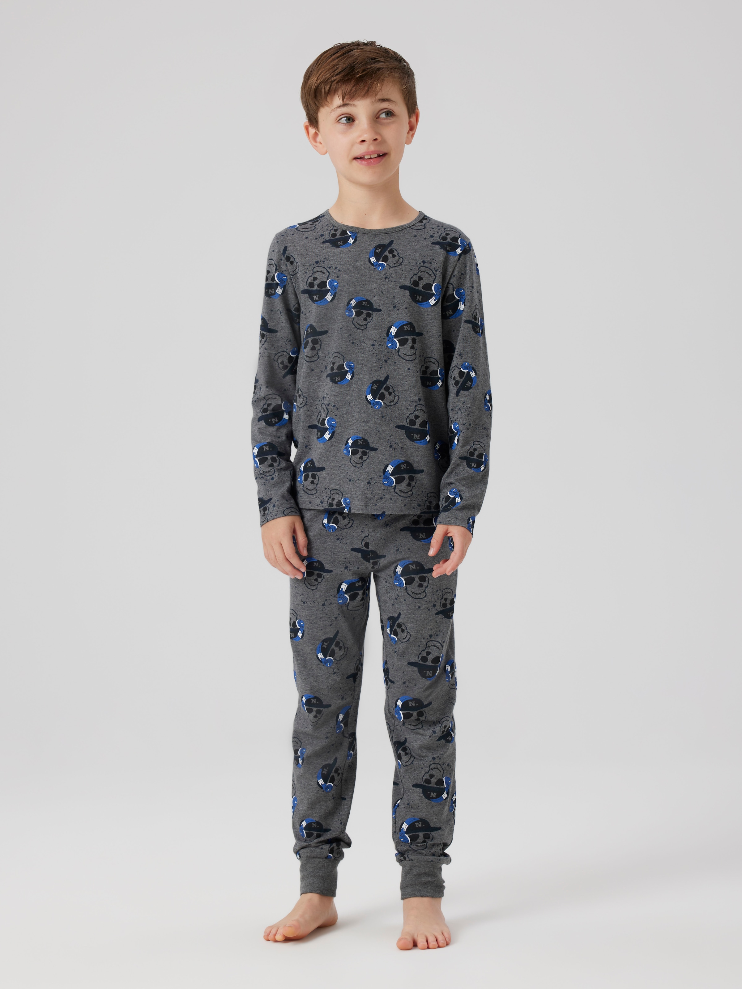 Name It Pyjama »NKMNIGHTSET DARK GREY MEL SKULL NOOS« Set, 2 Stk. tlg.,