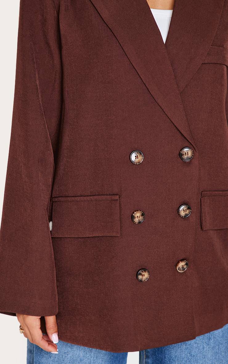 Marron Blazer Petite Premium À Double Boutonnage Avec Détails De Boutons