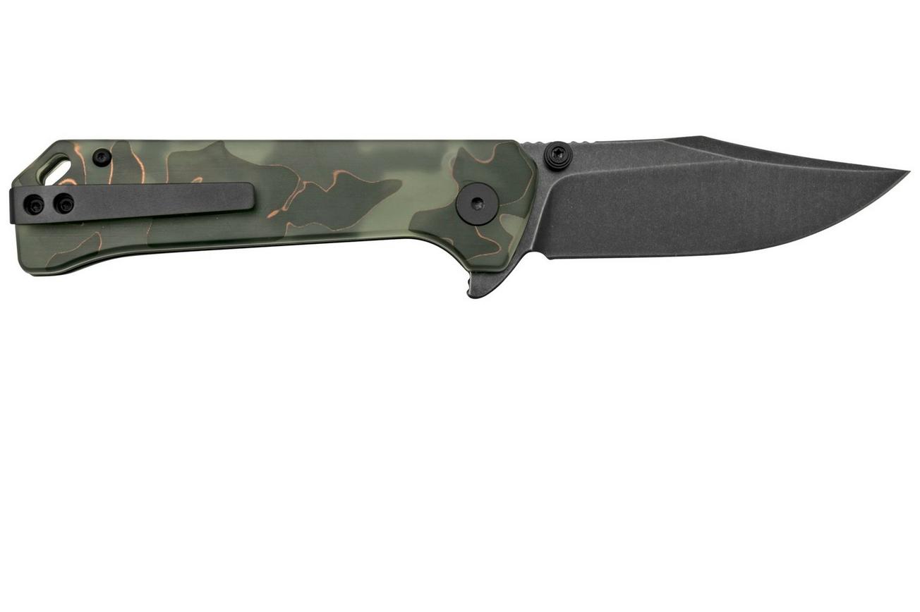 QSP Grebe QS147-E2, S35VN zwart Clippoint Glow In The Dark Raffir, zakmes