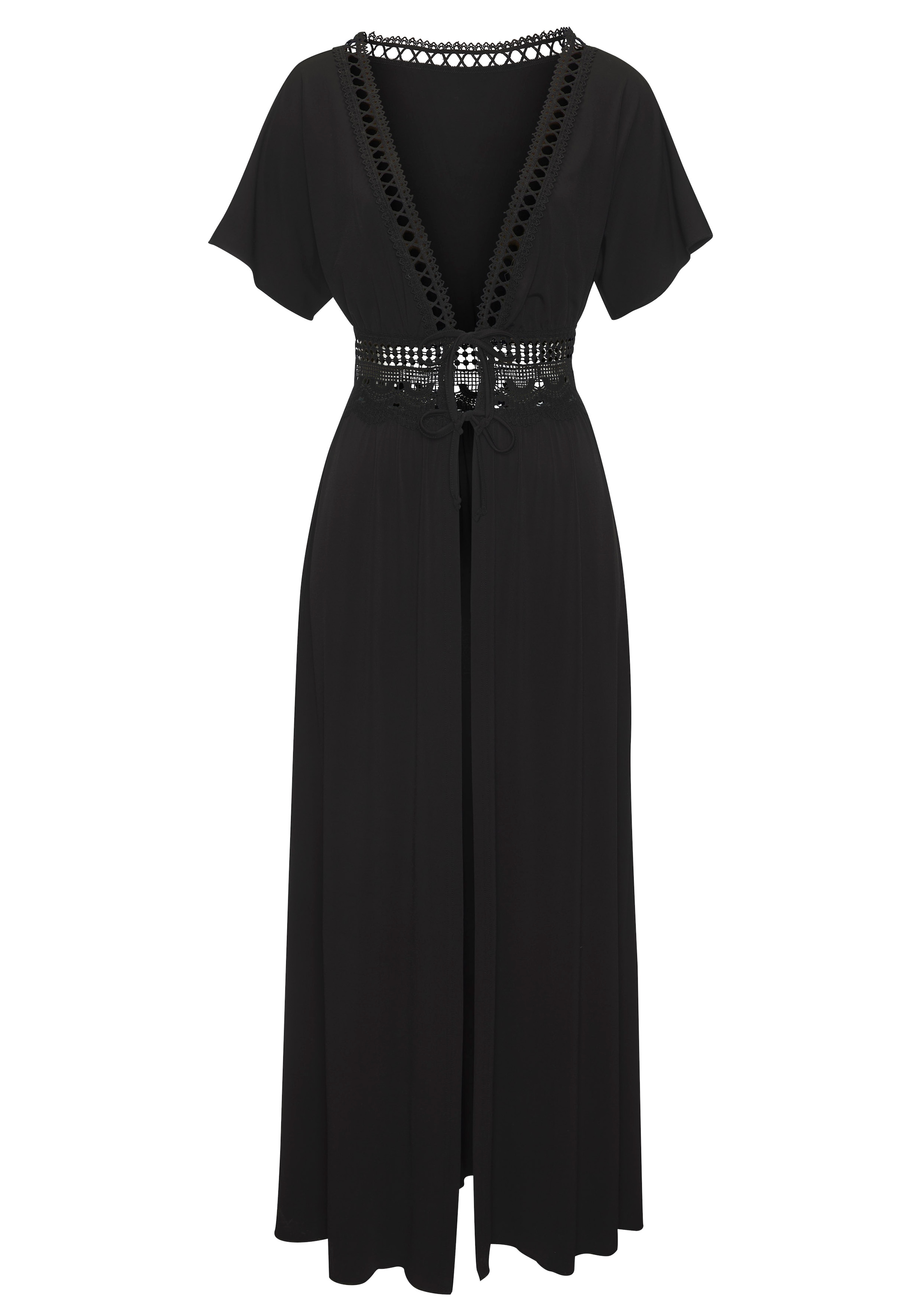 LASCANA Strandkleid mit Spitzeneinsätzen, bügelfreie Qualität