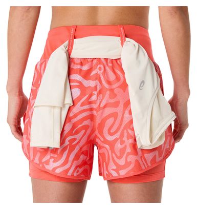 Short 2-en-1 Asics Road All Over Print 3.5in Corail Femme