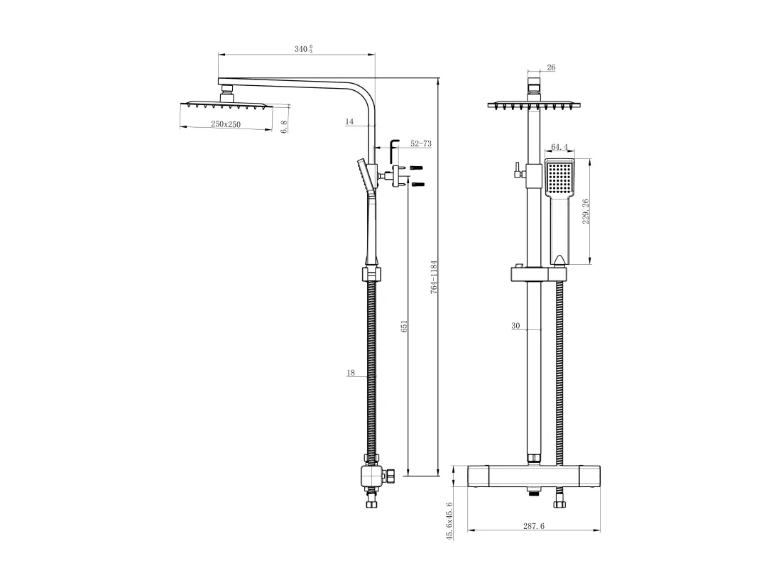 AICA colonne de douche thermostatique avec pomme de douche 10