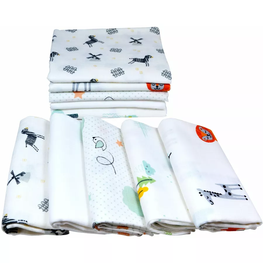 M.M.C. Mullwindel 10 PACK Mix 80x70 cm Mulltücher Unisex Tiere