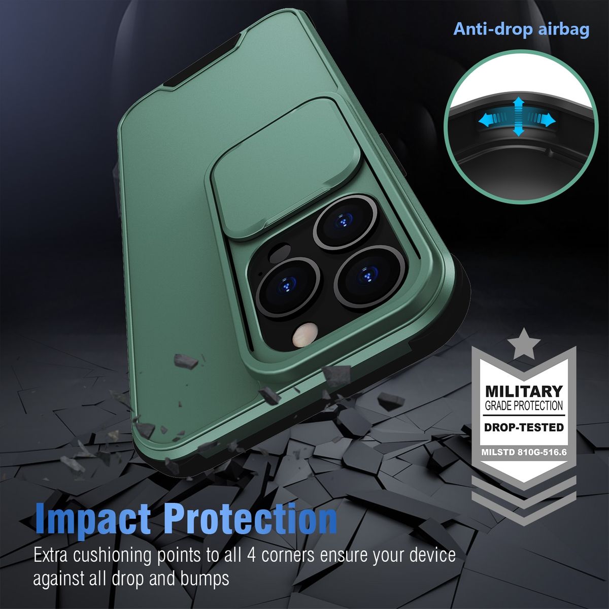 Hülle Handy Schutz für Apple iPhone 13 Pro Case Cover Tasche Etuis Bumper Grün