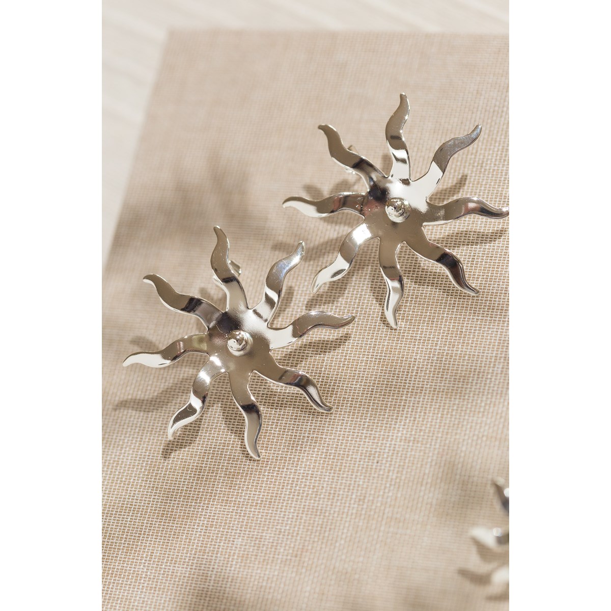maxi boucles d'oreilles puces soleil plaqué argent - ÉOS