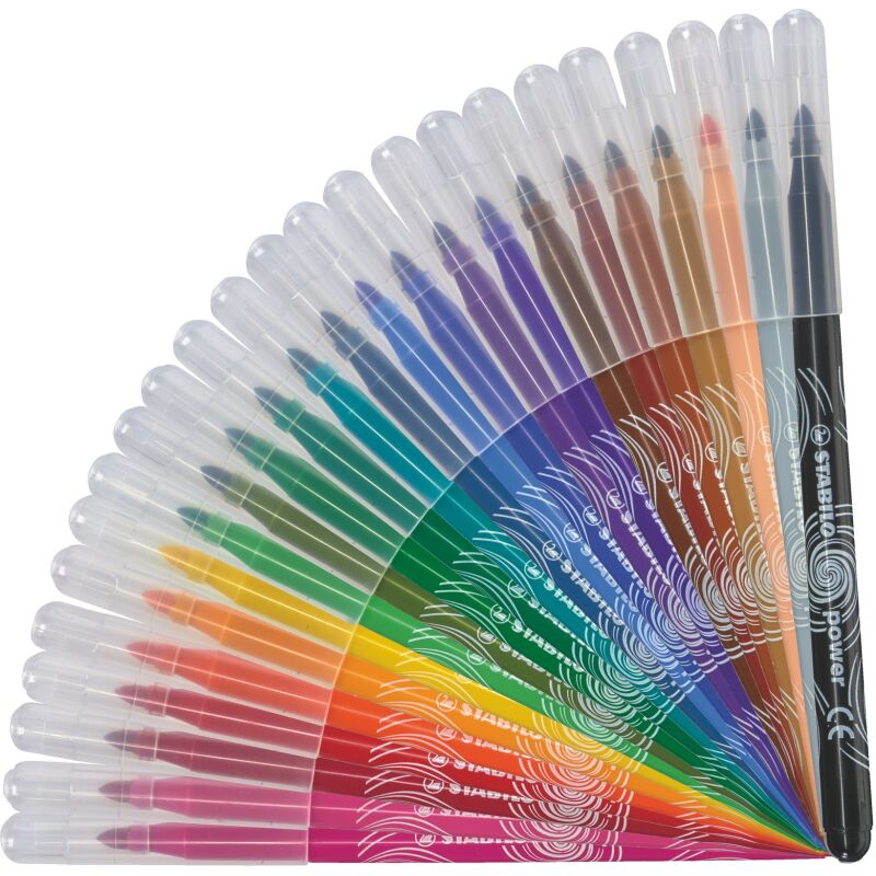 Feutre Stabilo Power couleurs assorties pointe moyenne - Pochette de 24