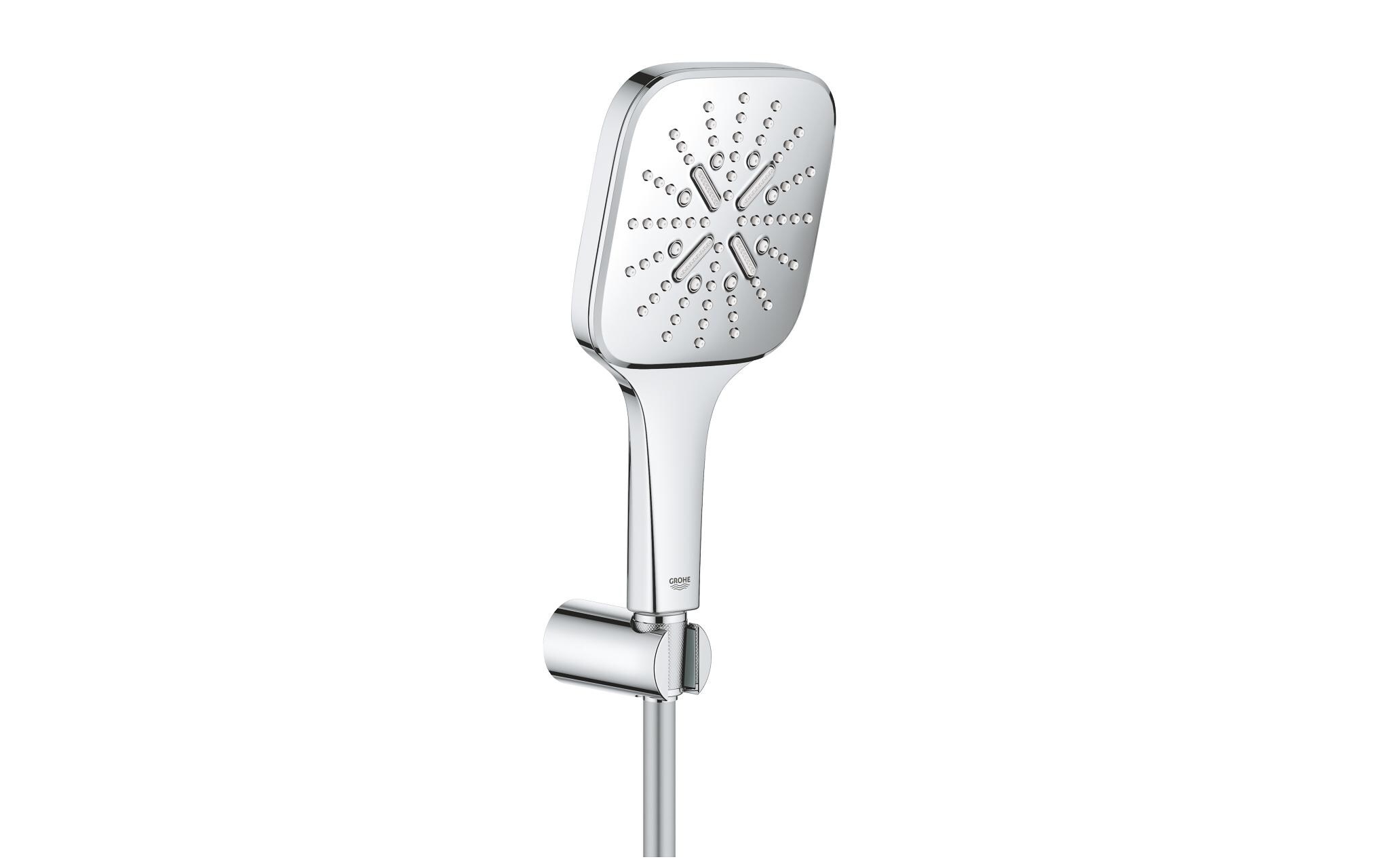 Duschbrausen-Set Rainshower SmartActive 130 Cube ChromWandhalter-Set