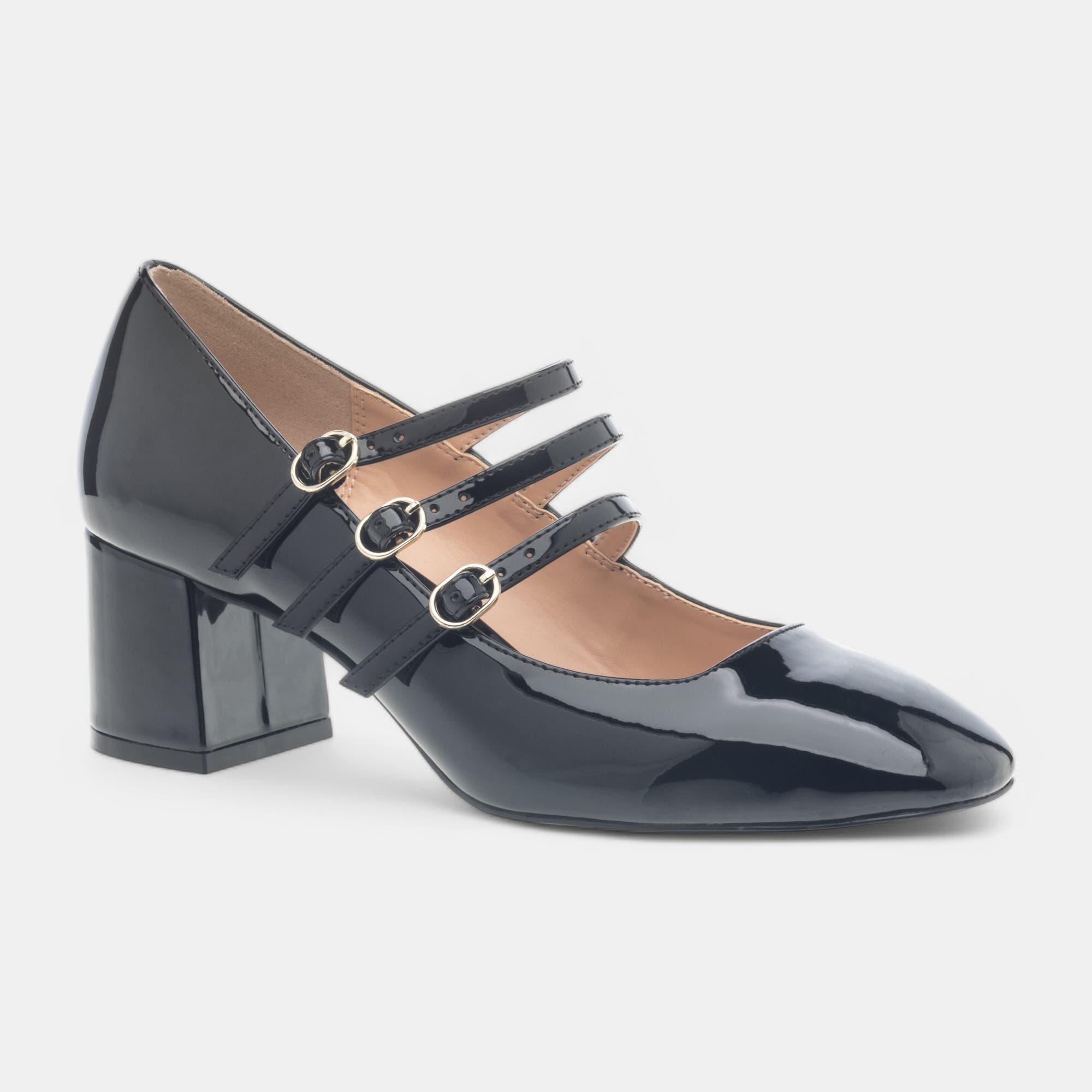 Babies à talon Femme noir vernis