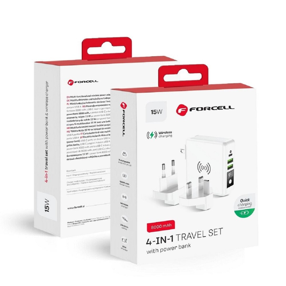 Multifunktionsladegerät 4in1 15W mit USB/USB Typ C Powerbank