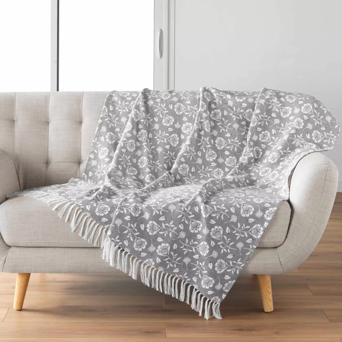Plaid coton (125 x 150 cm) Flavie Gris