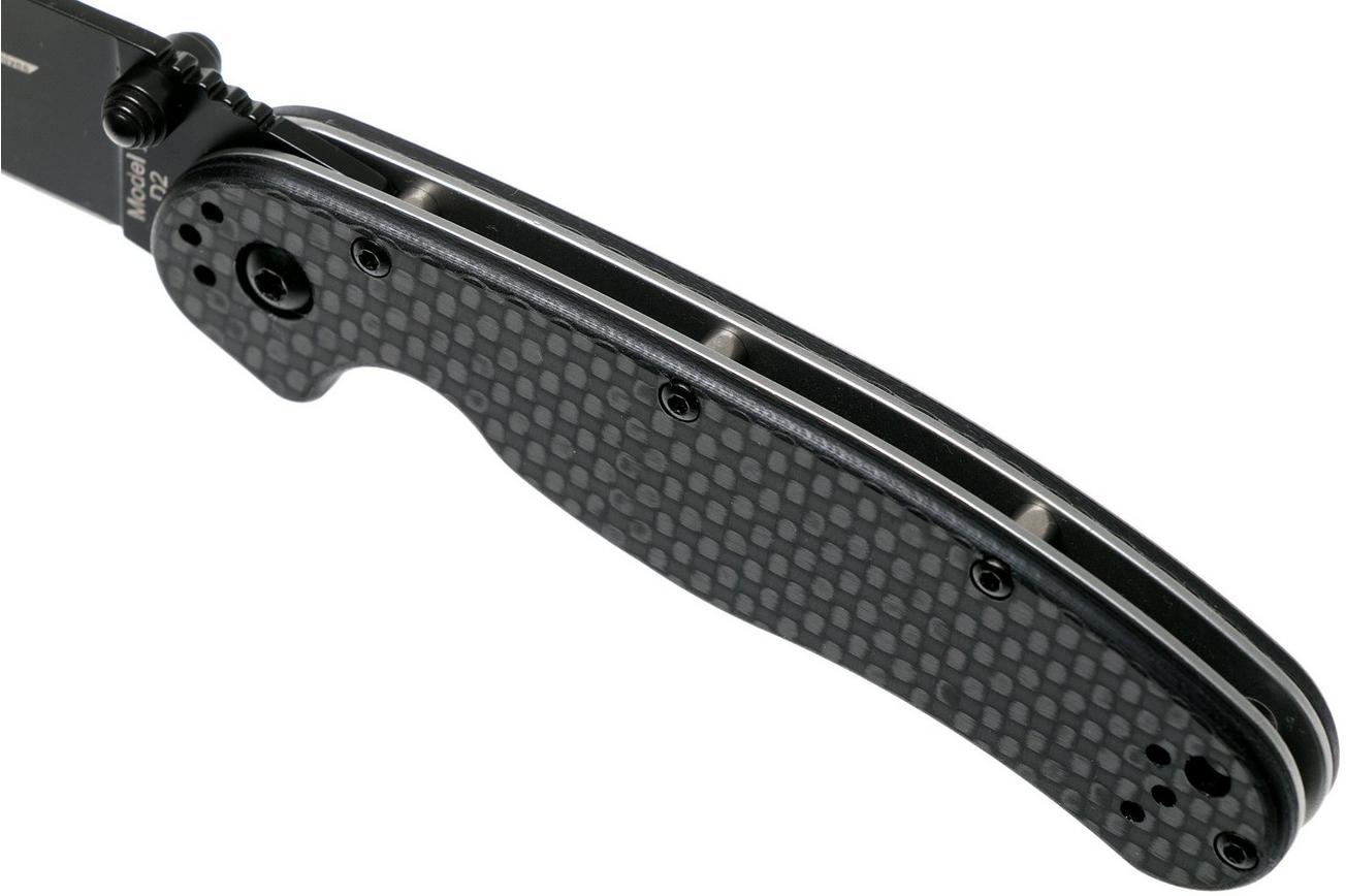 Ontario RAT-2 D2 carbonfiber, plain edge zwart, 8834