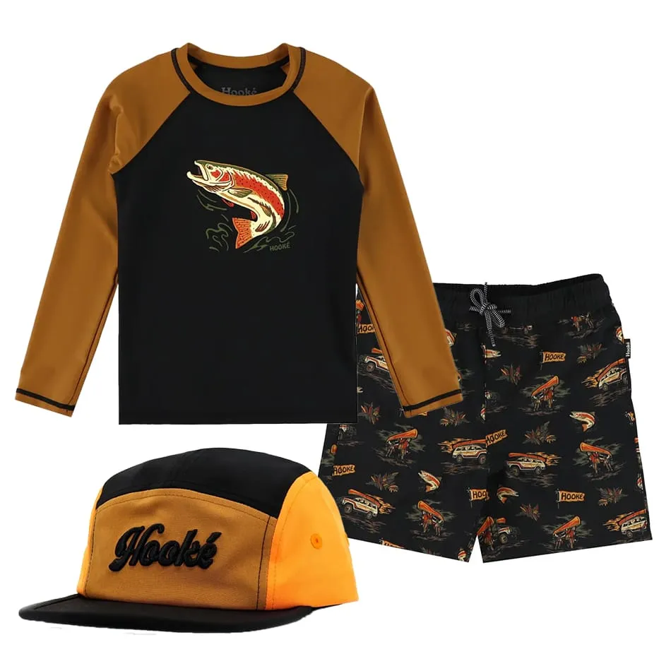 Hooké Ensemble maillot + t-shirt + casquette 2-12 ans - Saumon