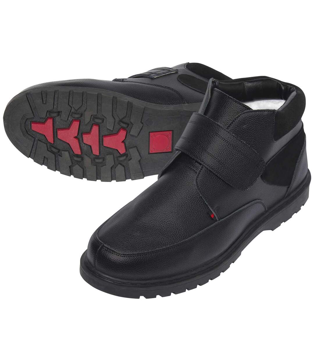 Boots Montantes en Croûte de Cuir Fourrées Sherpa