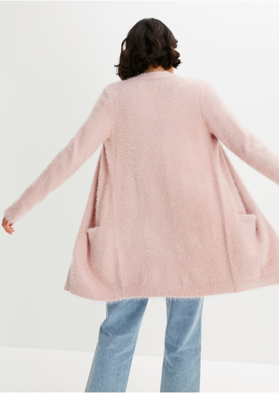 Gilet long en maille duveteux