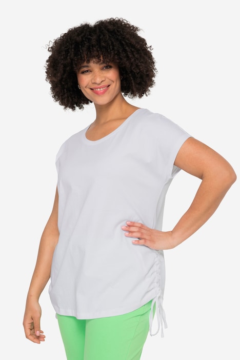 T-Shirt, oversized, Rundhals, seitliche Raffungen