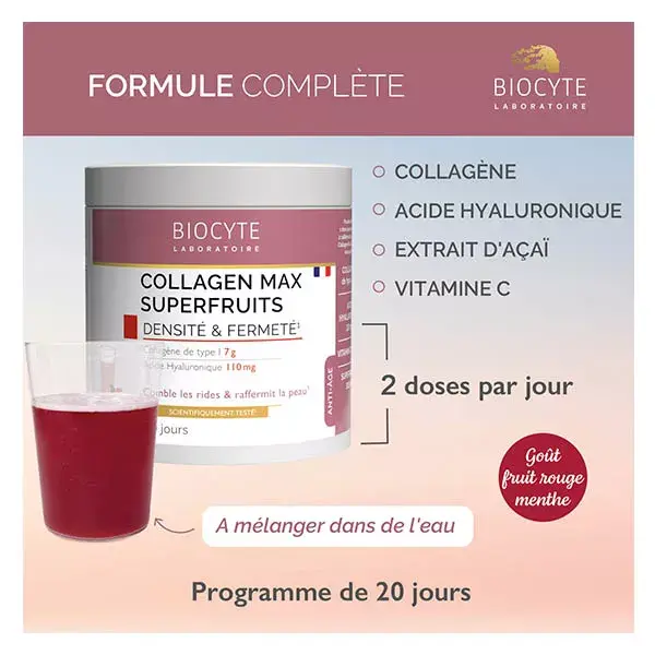 Biocyte Collagen Max Superfruits Anti-Age Collagène Acide Hyaluronique 260g