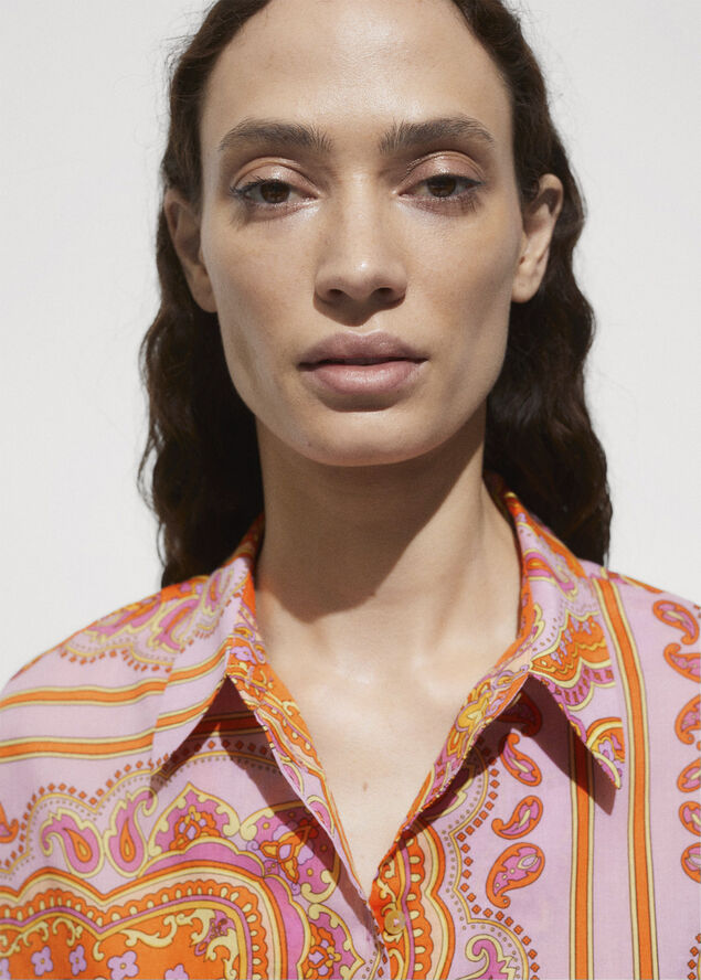 MANGO Bow printed shirt Pink